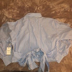 Forever 21 Tops - Girly Blue striped crop top button up tie in back Forever 21 Tops - Girly Blue striped crop top button up tie in back